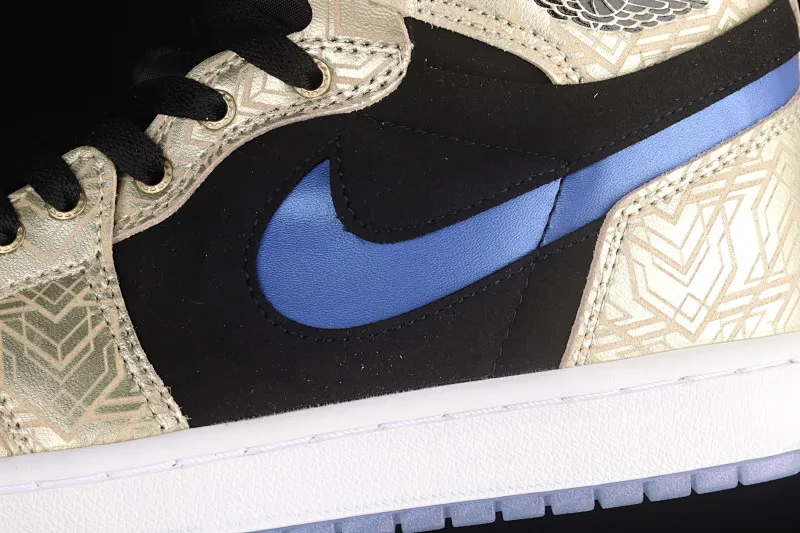All categories Air Jordan Jordan series basketball shoes Air Jordan 1 High Air Jordan 1 Zoom CMFT AJ1 Joe 1 black gold blue hook basketball shoes DQ0659-700